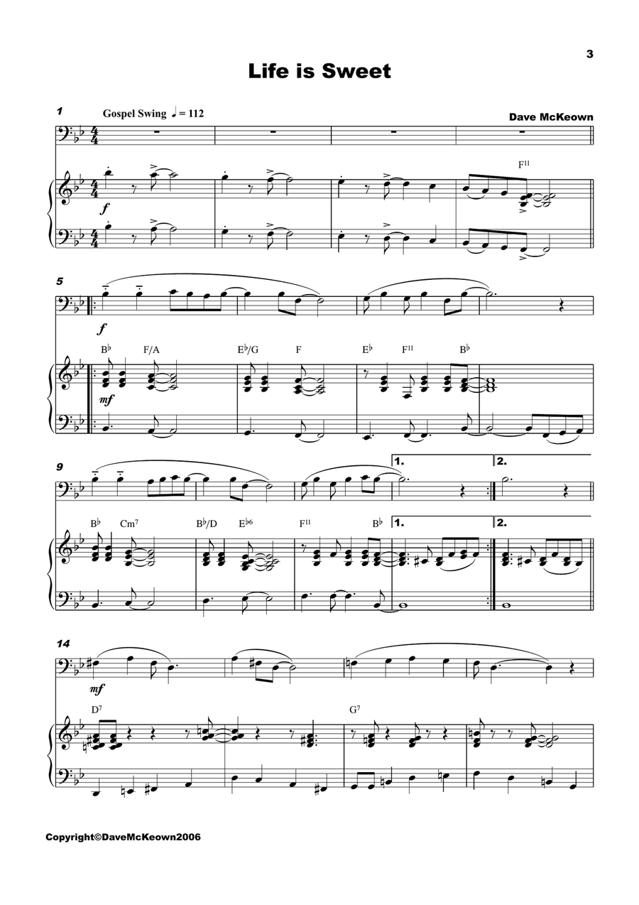 5 Easy Jazz Solos for Trombone and Piano Trumpet Solo scores gallery preview page 3