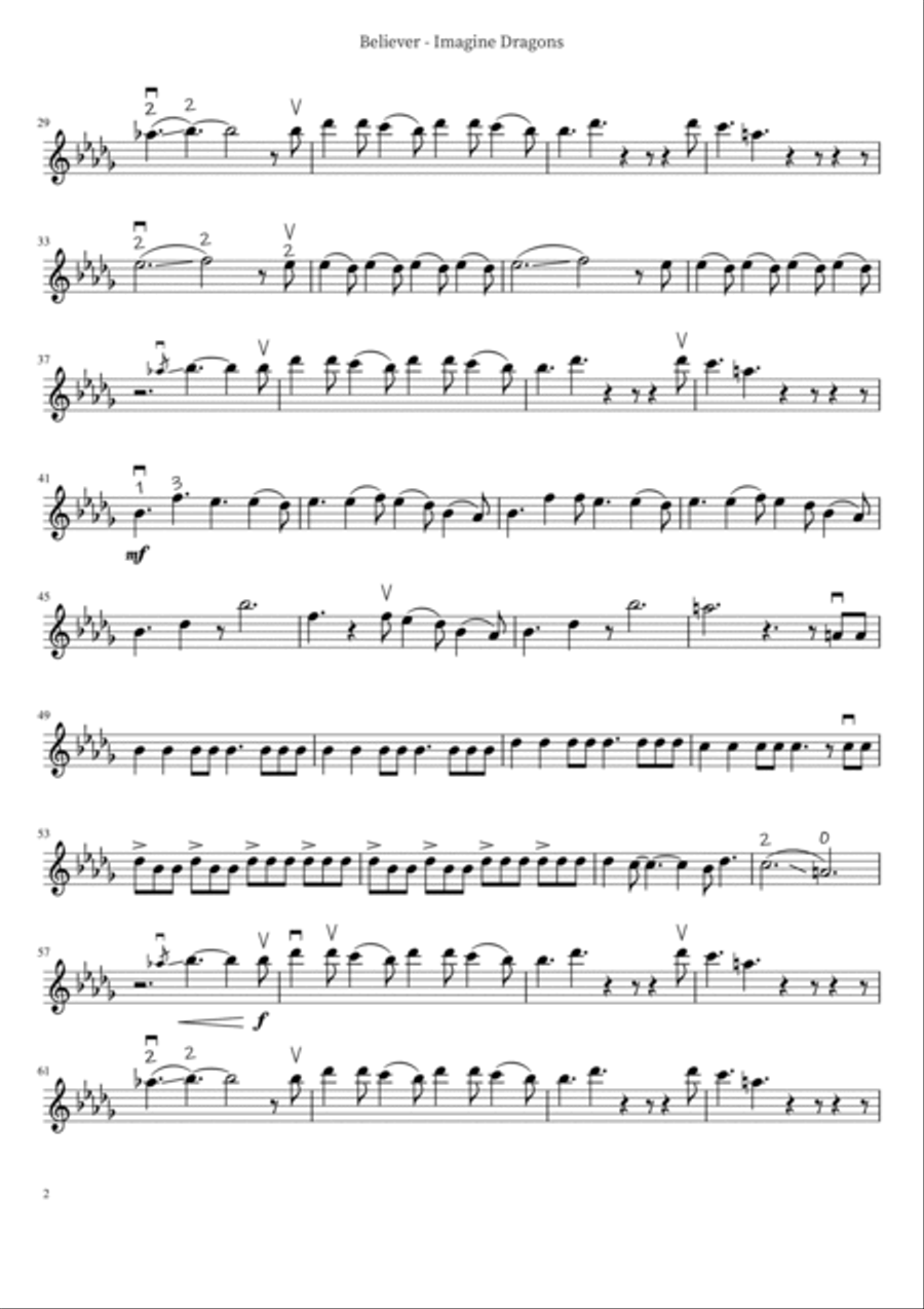 Believer Violin Solo scores gallery preview page 3
