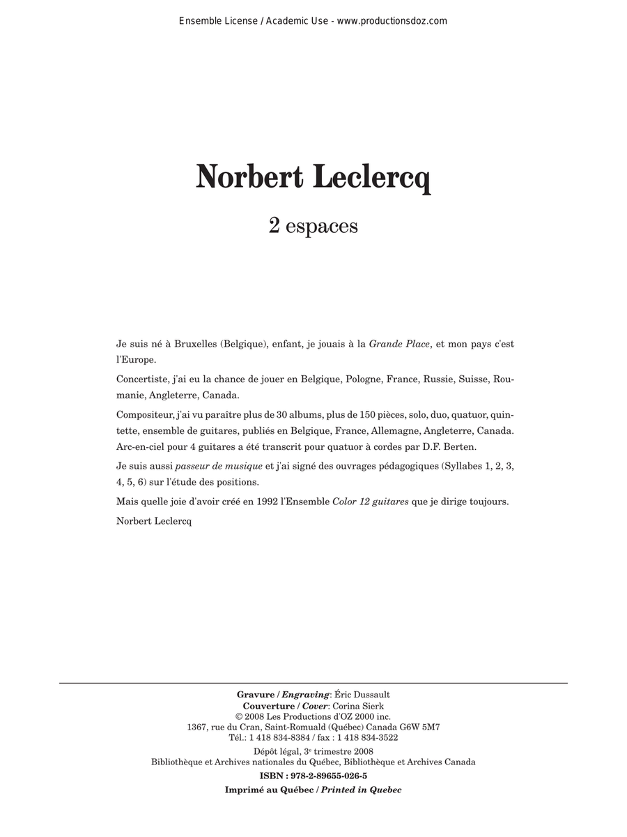 2 espaces Classical Guitar scores gallery preview page 1