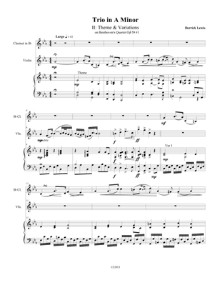 Variations on a Theme of Beethoven String Quartet, for Vl. Cl & Pfte.