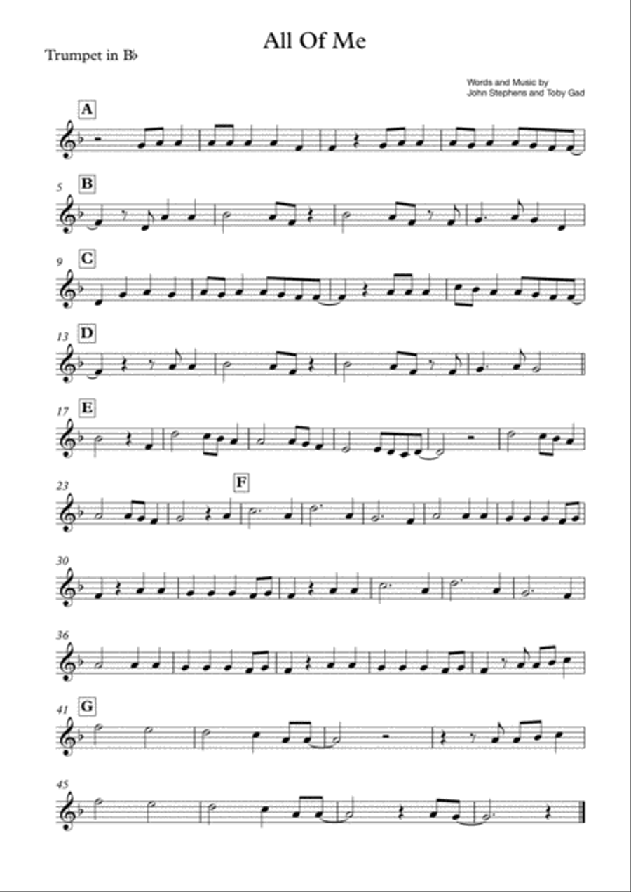 All Of Me Trumpet Solo scores gallery preview page 1