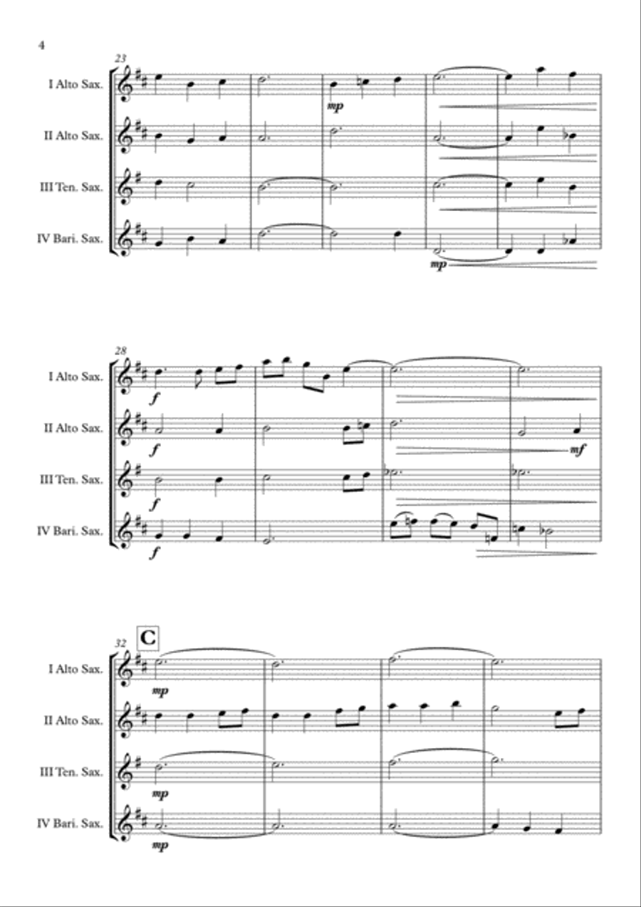 "Away In A Manger" Saxophone Quartet (AATB) arr. Adrian Wagner image number null