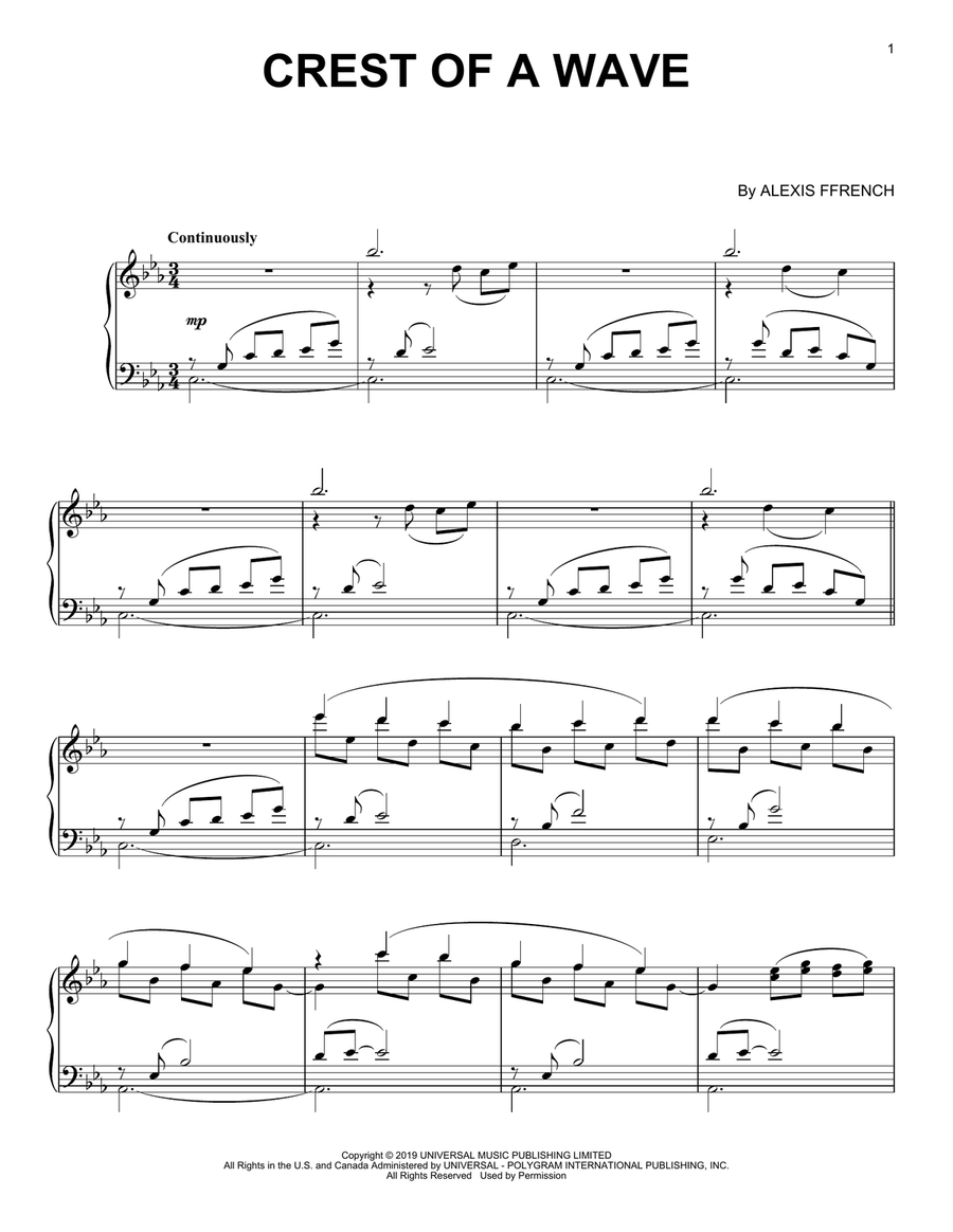 Crest Of A Wave Piano Solo scores gallery preview page 1