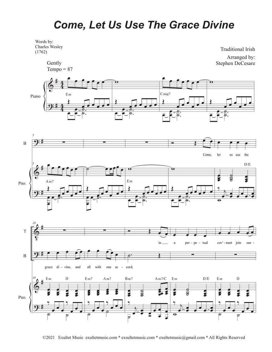 Come, Let Us Use The Grace Divine (2-part choir - (TB) TB scores gallery preview page 2