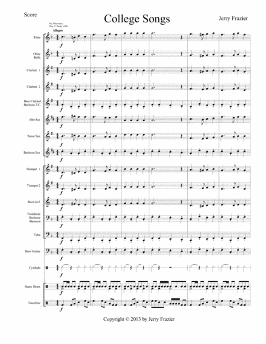 College Song Medley Concert Band scores gallery preview page 2
