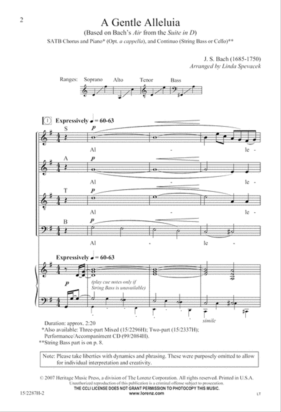 A Gentle Alleluia 4-Part scores gallery preview page 2