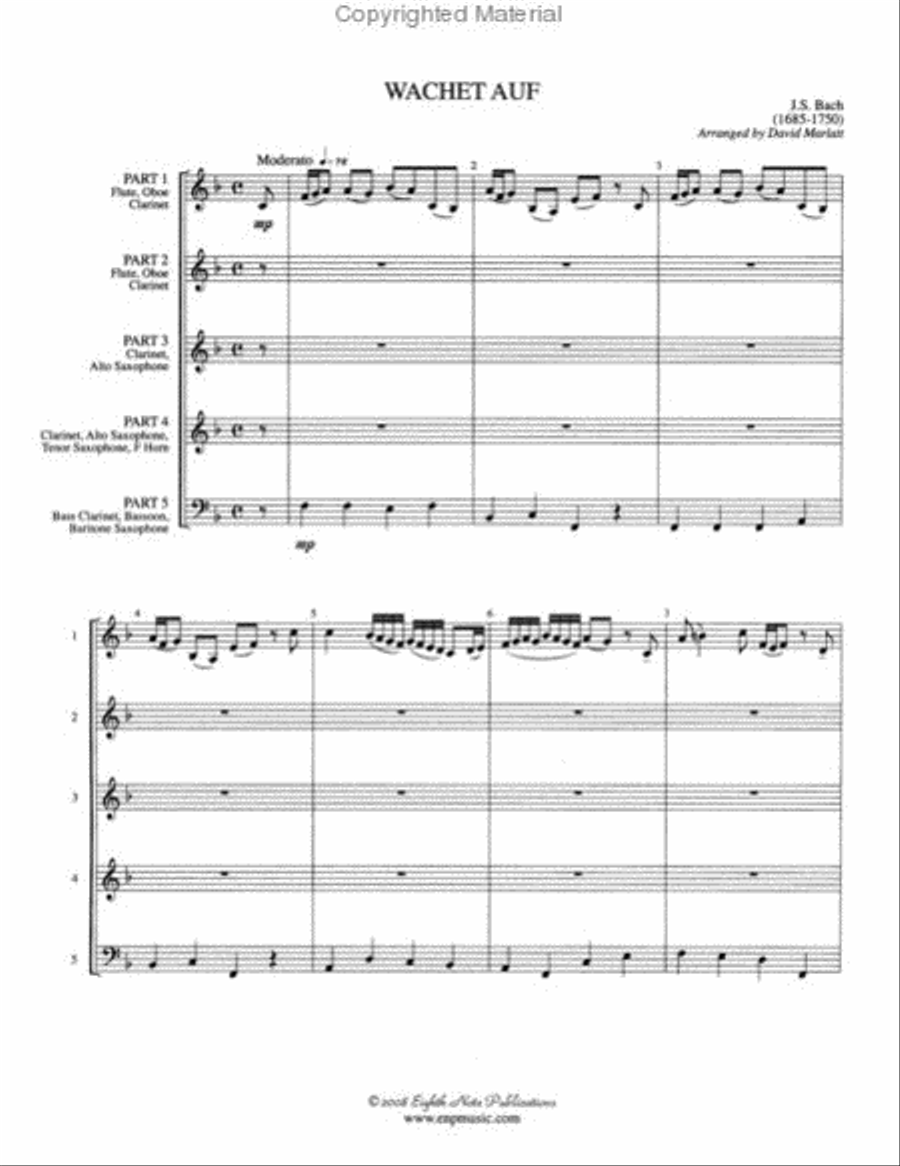 Wachet Auf (from Cantata 140) Woodwind Ensemble scores gallery preview page 2