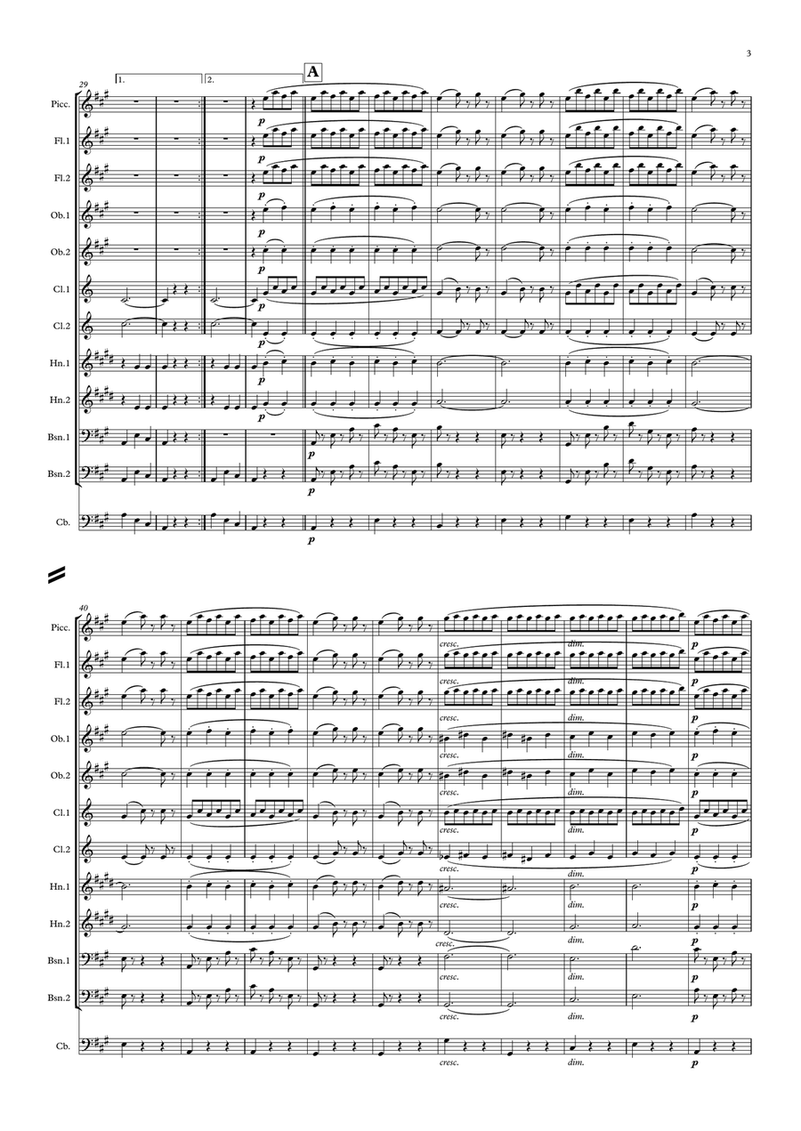 Waldteufel: Les Patineurs (The Skaters' Waltz)(original key) - symphonic wind Woodwind Quintet scores gallery preview page 3