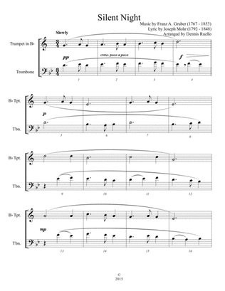 6 Traditional Christmas Carols for Mixed Brass Duet (Trumpet and Trombone) - Advanced Intermediate L