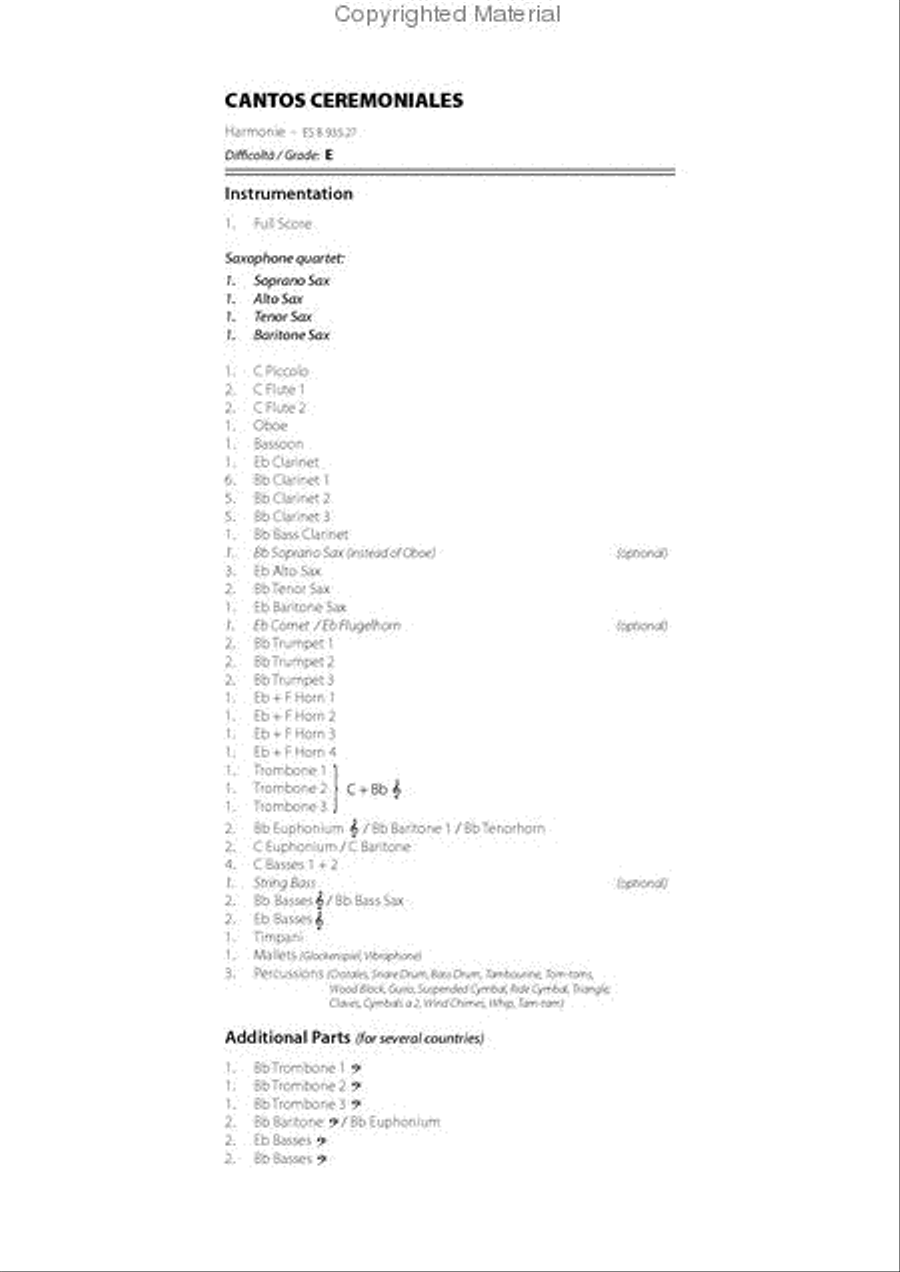 Cantos Ceremoniales Concert Band scores gallery preview page 2