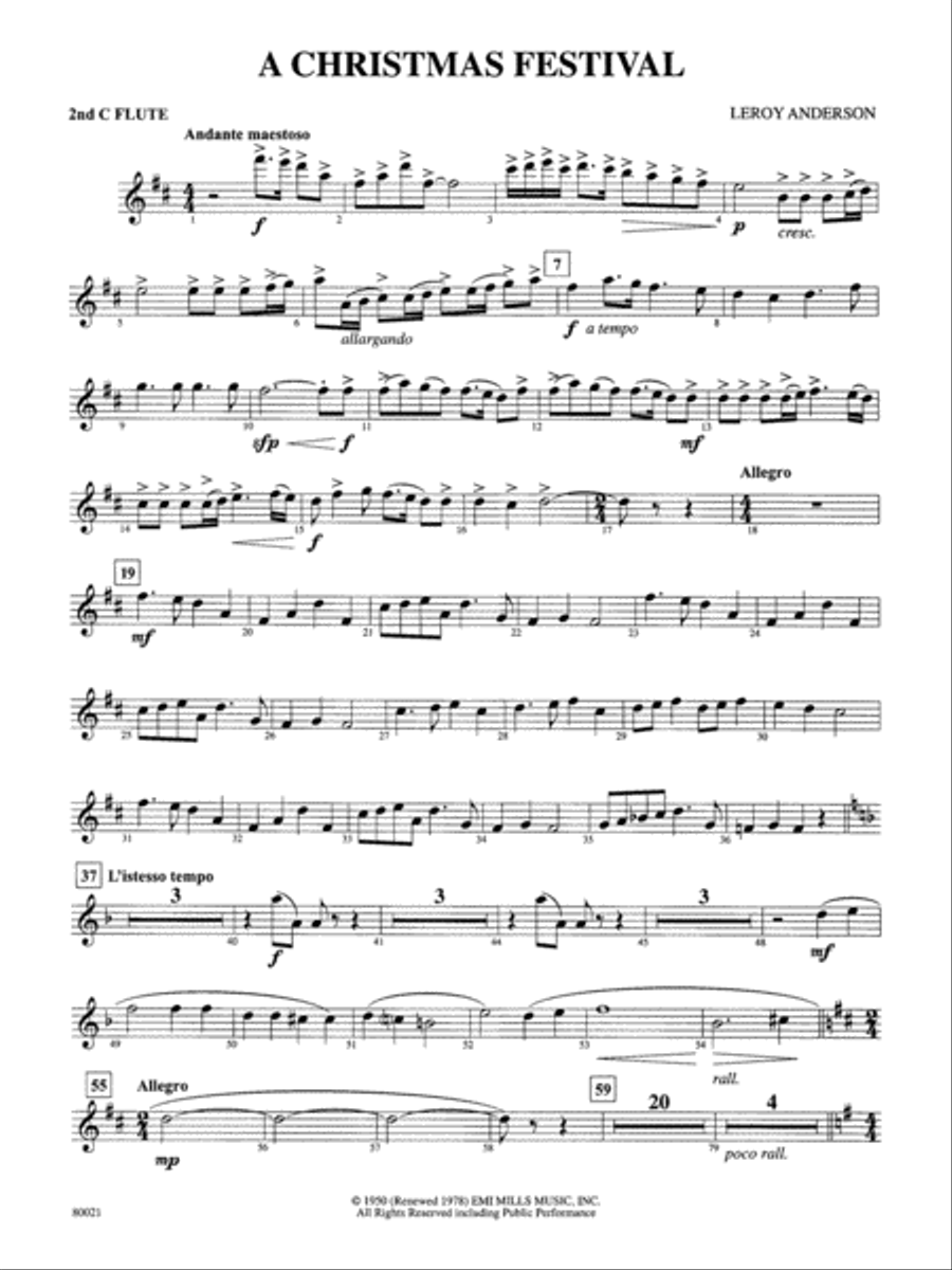 A Christmas Festival: 2nd Flute Full Orchestra scores gallery preview page 1