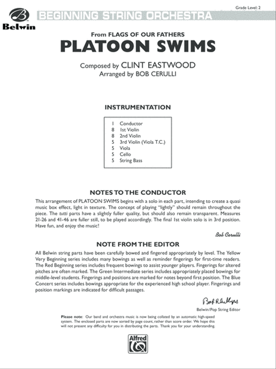 Platoon Swims (from Flags of Our Fathers): Score String Orchestra scores gallery preview page 1
