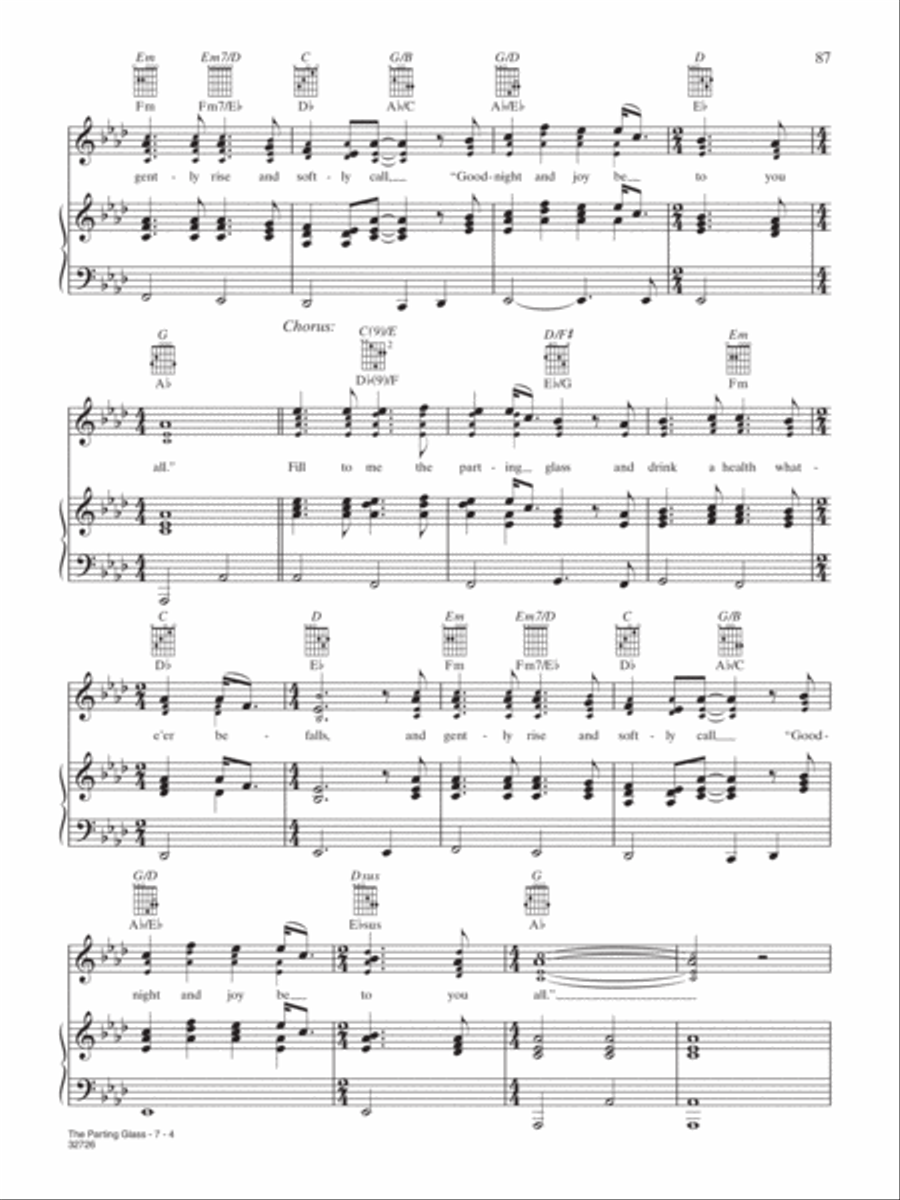 The Parting Glass Piano, Vocal, Guitar scores gallery preview page 4