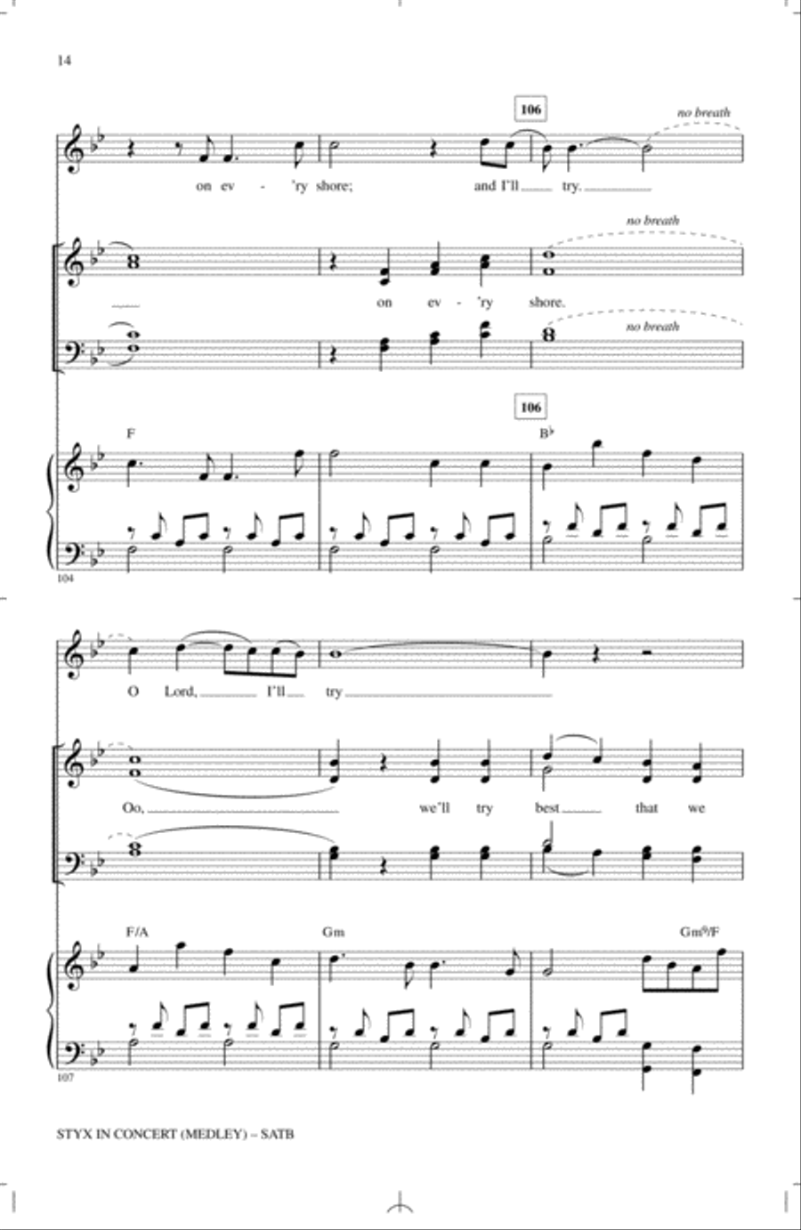 Styx In Concert (Medley) 4-Part scores gallery preview page 13