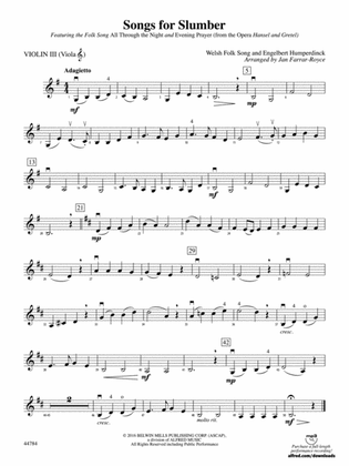 Songs for Slumber: 3rd Violin (Viola [TC])