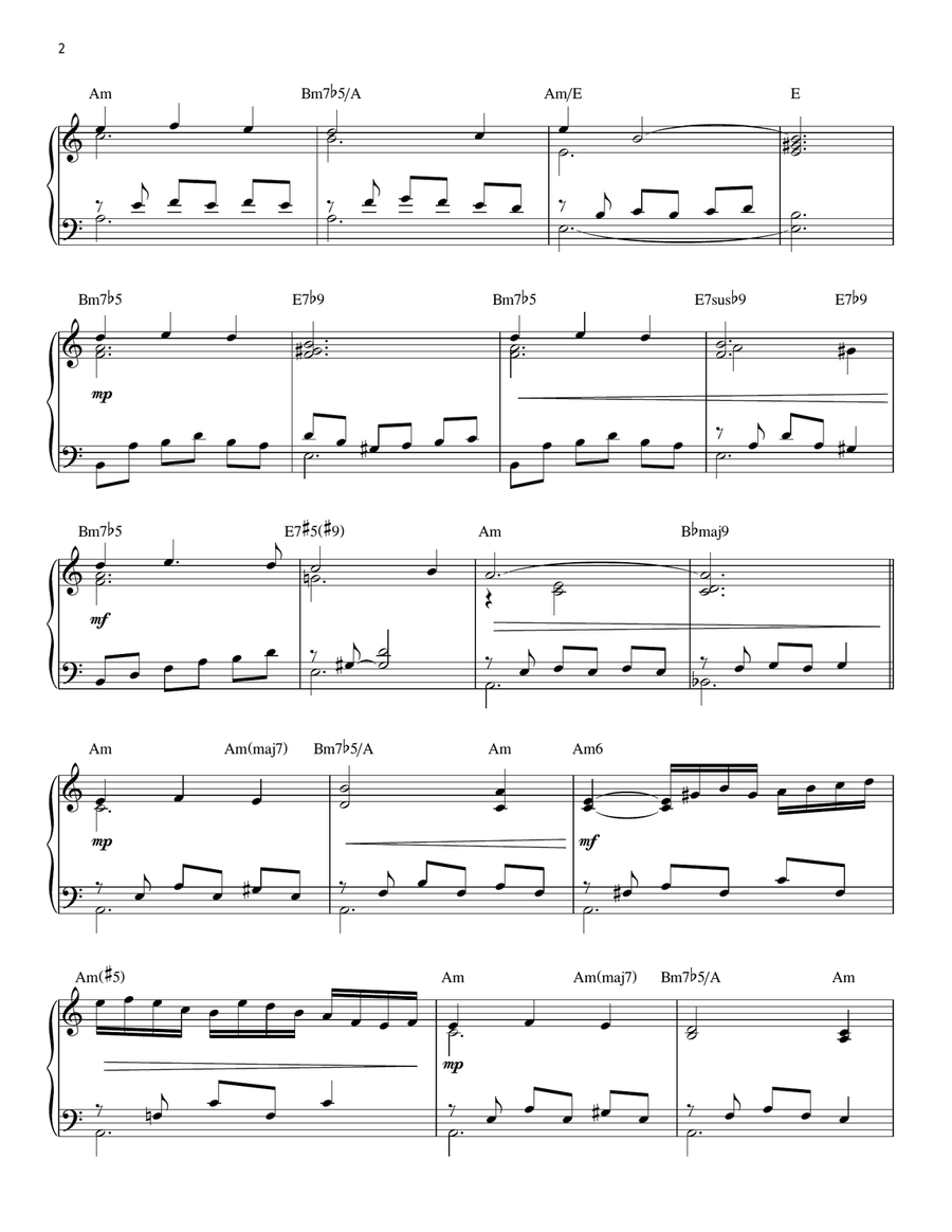 Charade [Jazz version] (arr. Brent Edstrom) Piano Solo scores gallery preview page 2