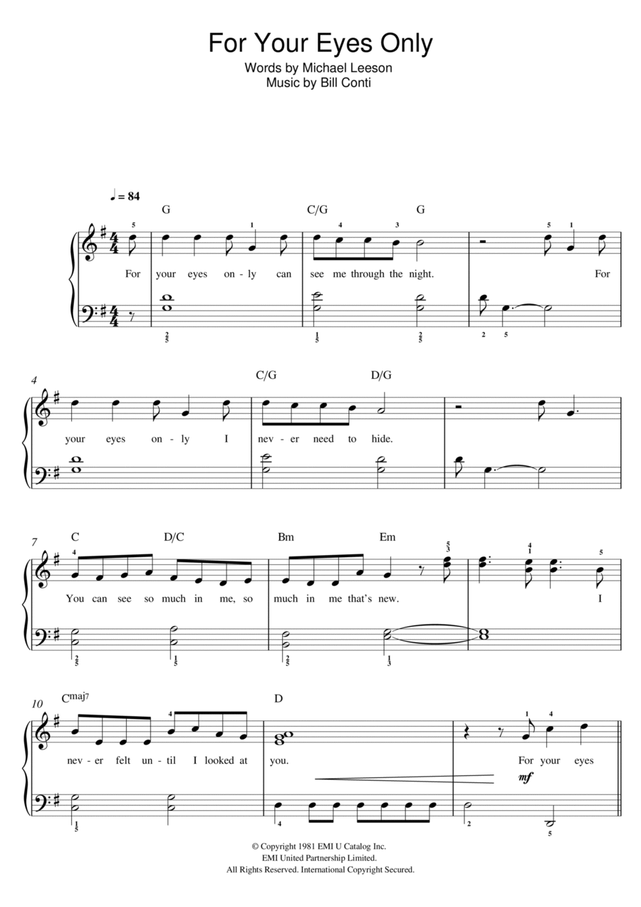 For Your Eyes Only Voice scores gallery preview page 1