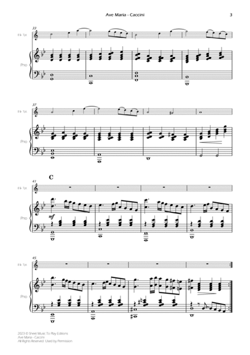 Caccini - Ave Maria - Bb Trumpet and Piano (Full Score and Parts) image number null