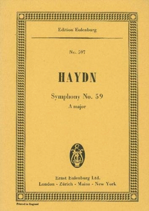 Book cover for Symphony No. 59 in A Major