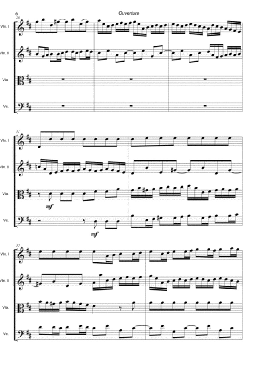 Bach's Suite No.3 in D Major - String Quartet String Quartet scores gallery preview page 6