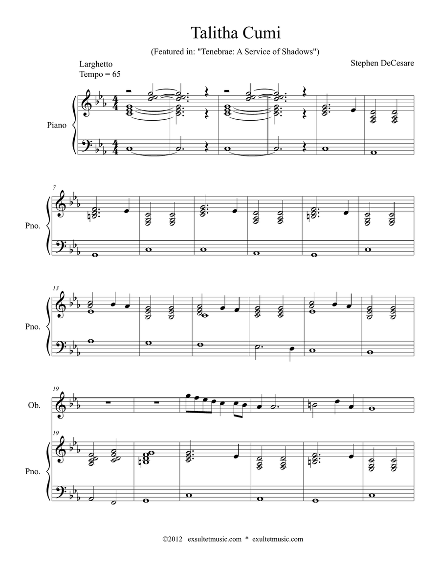 Talitha Cumi Piano scores gallery preview page 1