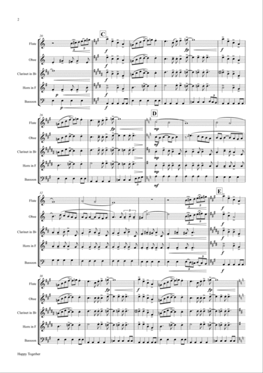 Happy Together Woodwind Quintet scores gallery preview page 2
