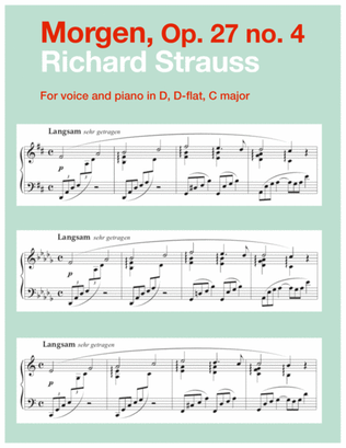 Book cover for Morgen, Op. 27 no. 4 (in 3 low keys: D, D-flat, C major)