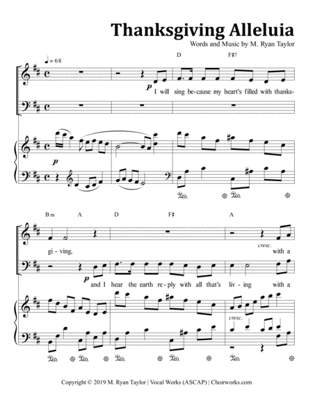 Thanksgiving Alleluia for SATB Choir & Piano (opt. SAB)