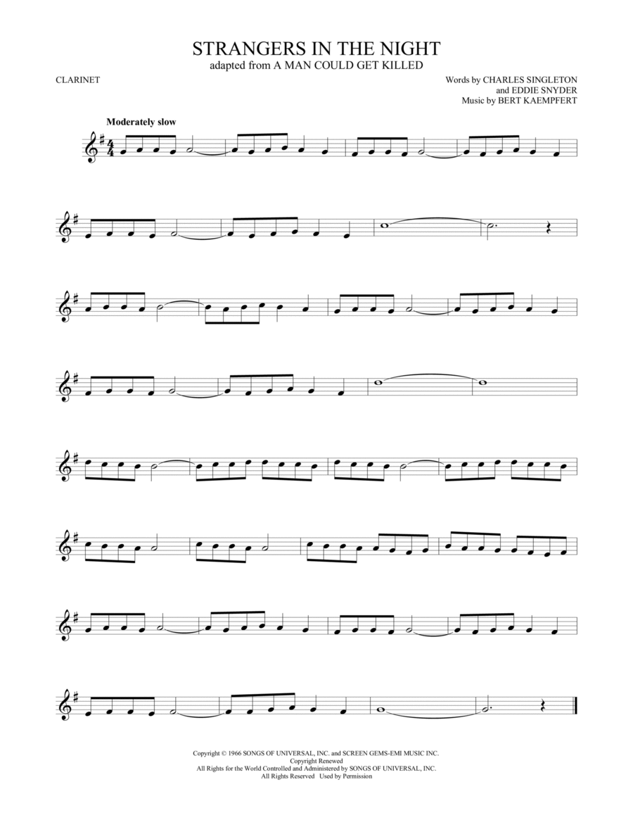 Strangers In The Night Clarinet Solo scores gallery preview page 1