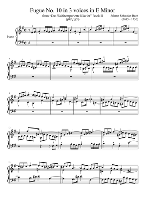 Fugue No. 10 BWV 879 in E Minor