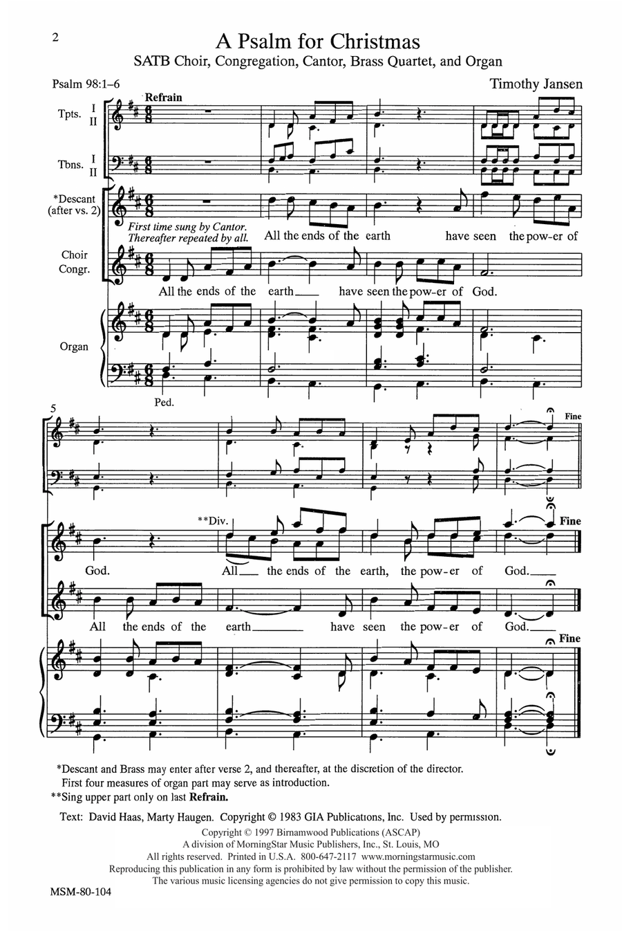 A Psalm for Christmas A Psalm for Christmas 4-Part scores gallery preview page 2