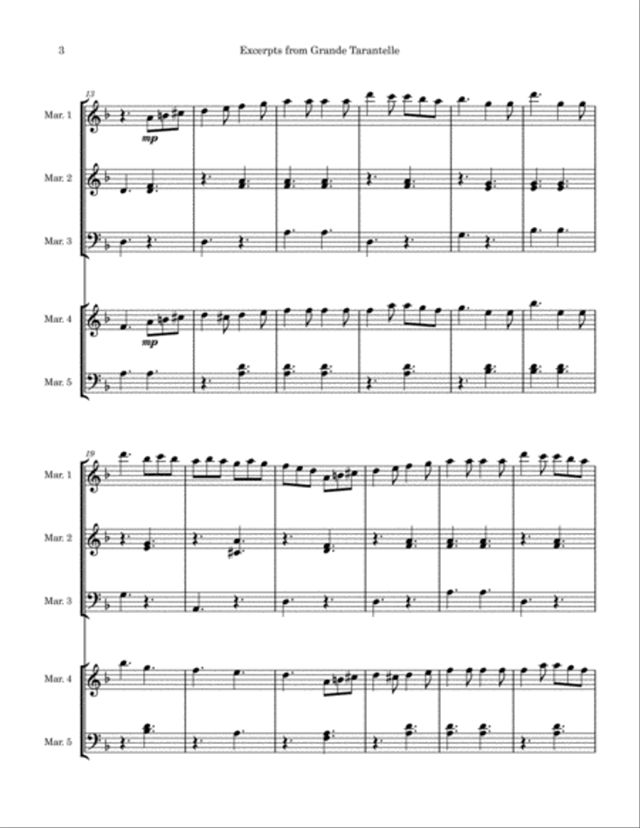 Excerpts from Grande Tarantelle Percussion Ensemble scores gallery preview page 3