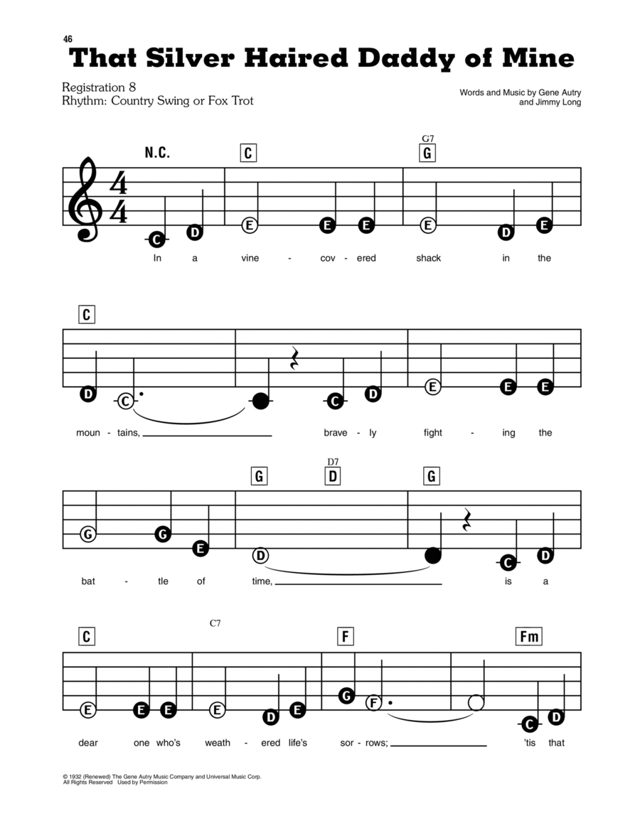 That Silver Haired Daddy Of Mine Electronic Keyboard scores gallery preview page 1