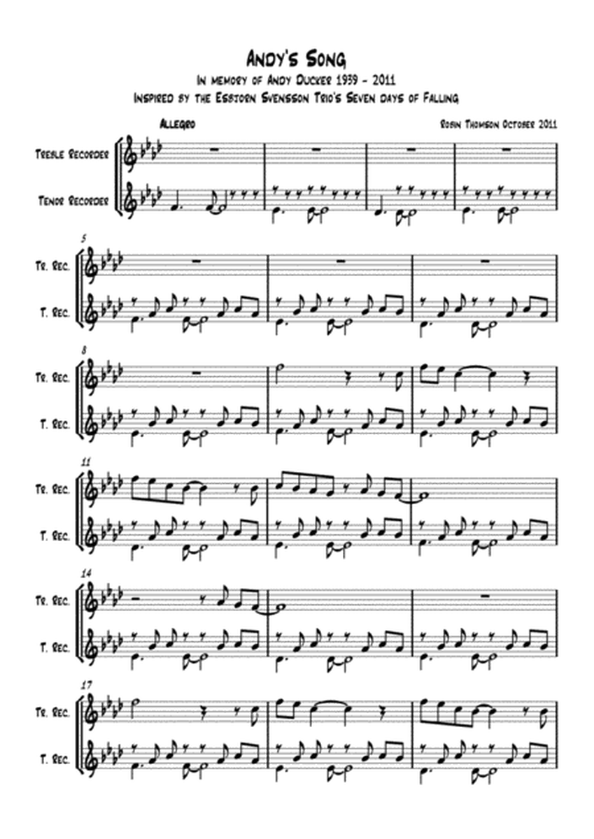 Andy's Song for Treble and Tenor recorder image number null