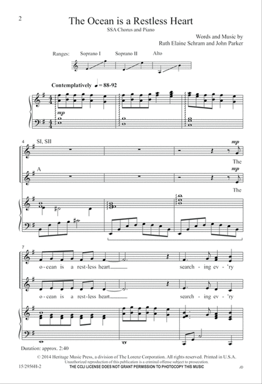 The Ocean is a Restless Heart SSA scores gallery preview page 3