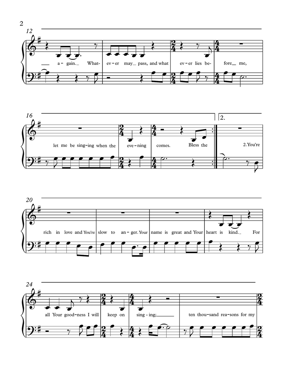 10,000 Reasons (Bless The Lord) Easy Piano scores gallery preview page 2