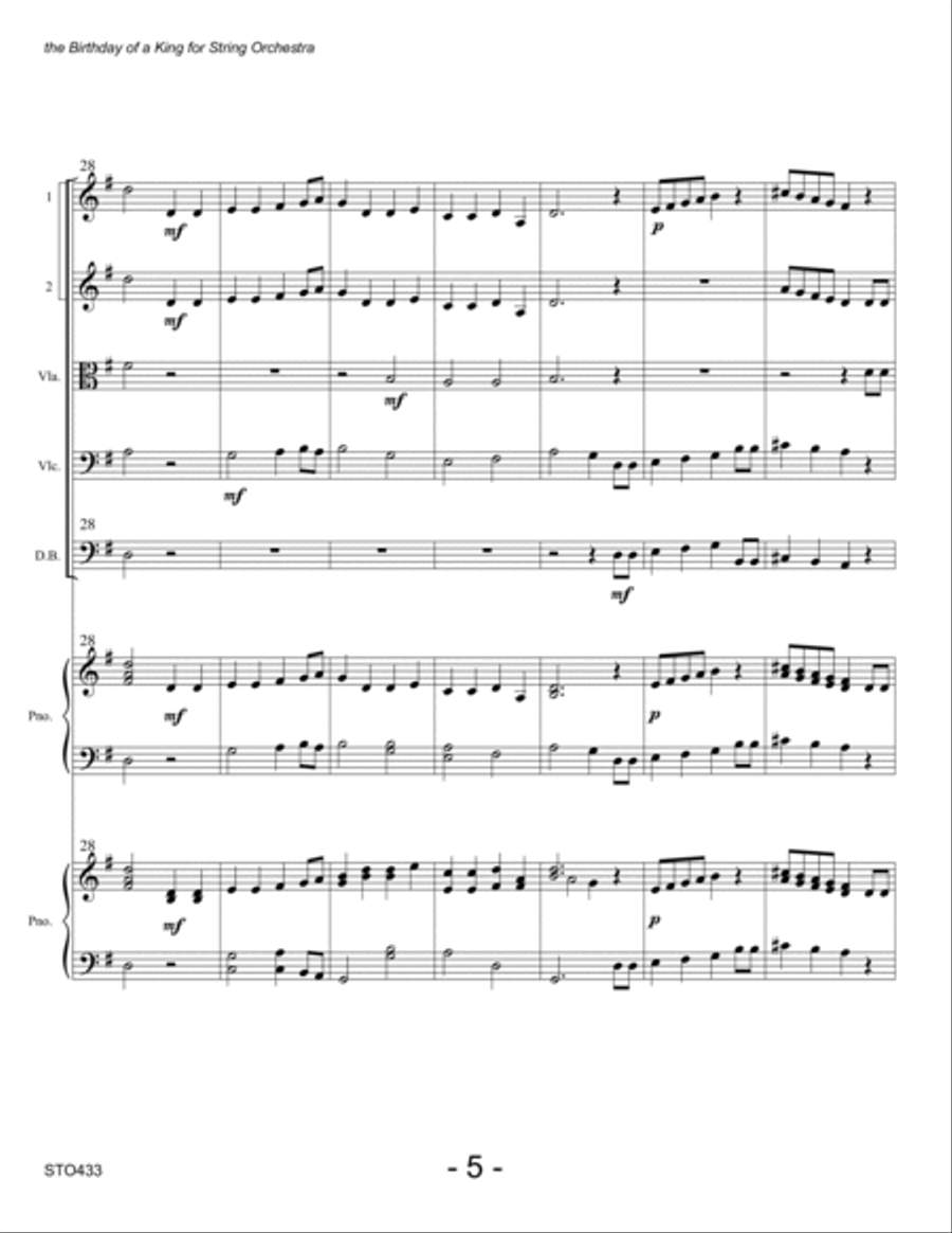 THE BIRTHDAY OF A KING - STRING ORCHESTRA with optional Piano String Orchestra scores gallery preview page 5
