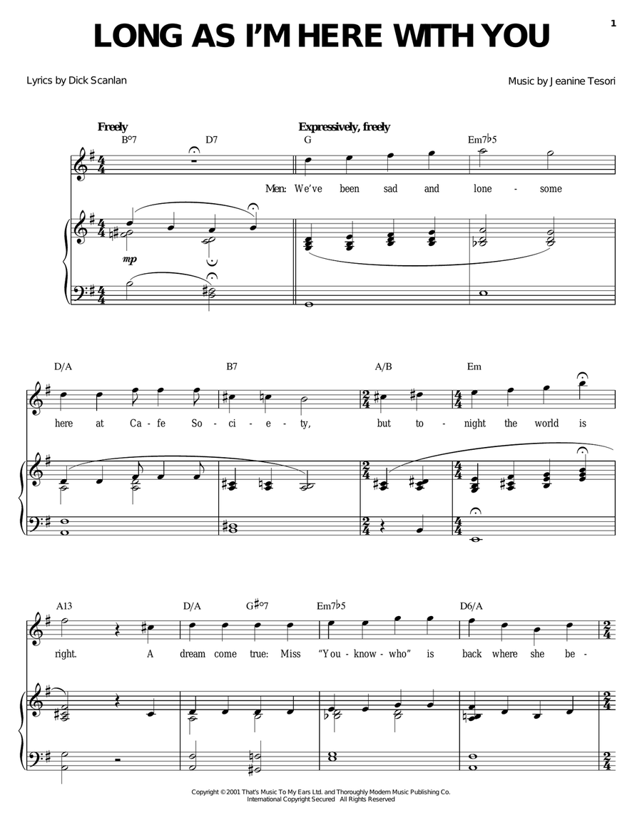 Long As I'm Here With You Piano, Vocal, Guitar scores gallery preview page 1