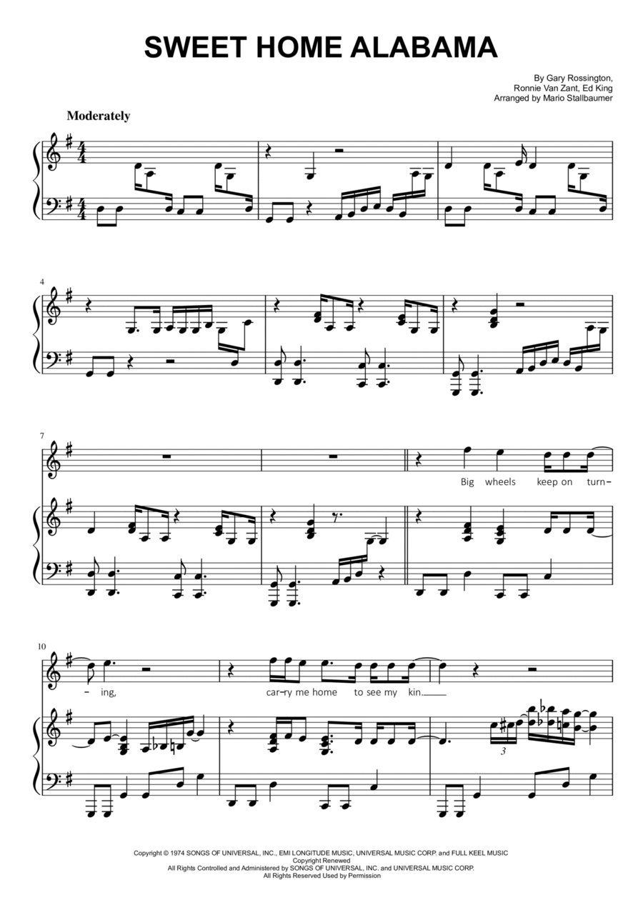 Sweet Home Alabama Voice scores gallery preview page 1