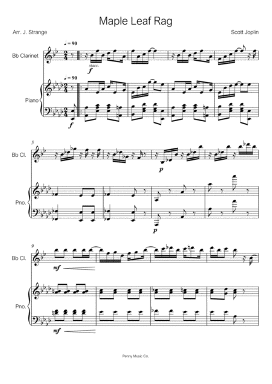Maple Leaf Rag (for Clarinet and Piano) Clarinet Solo scores gallery preview page 5