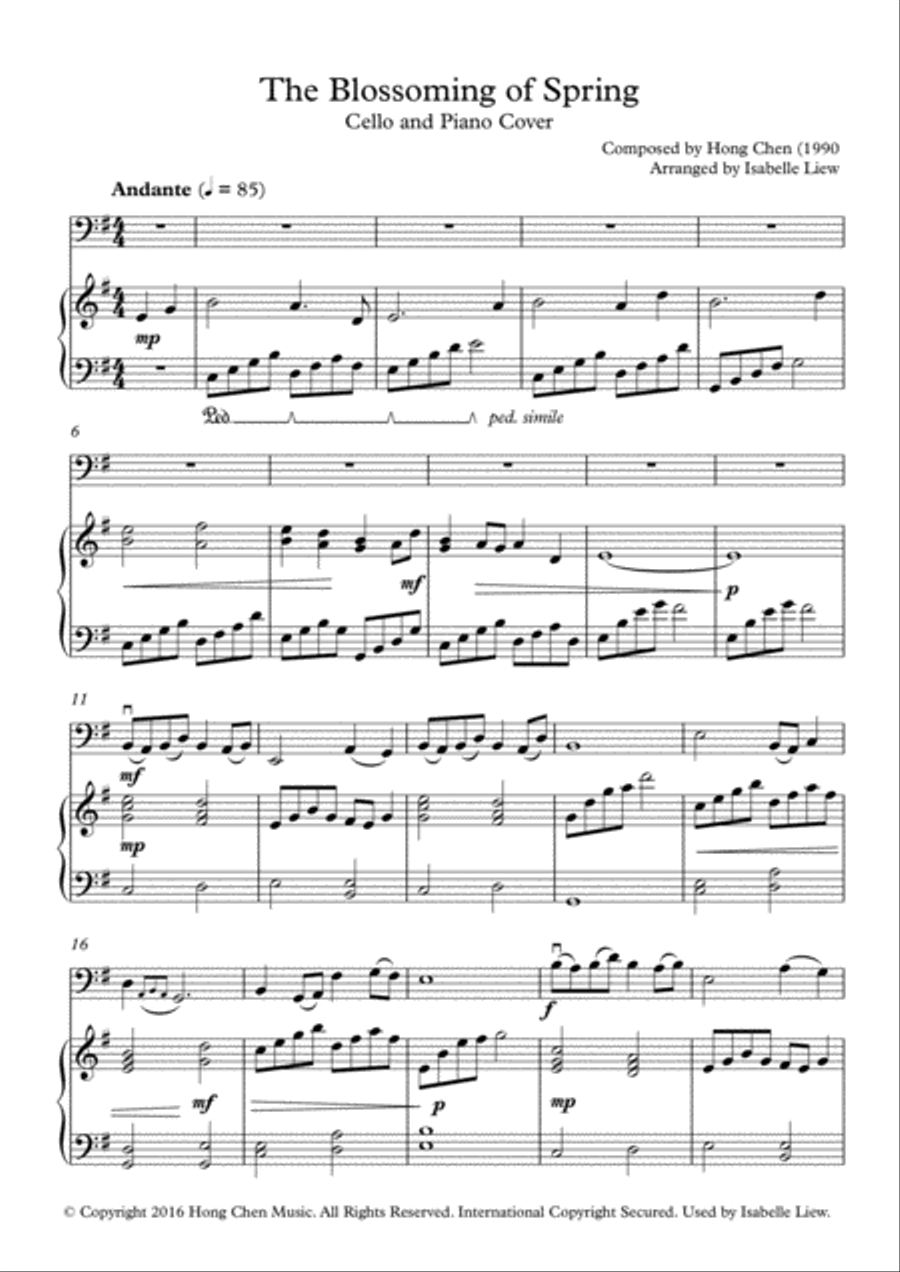 Blossoming of Spring Piano scores gallery preview page 1