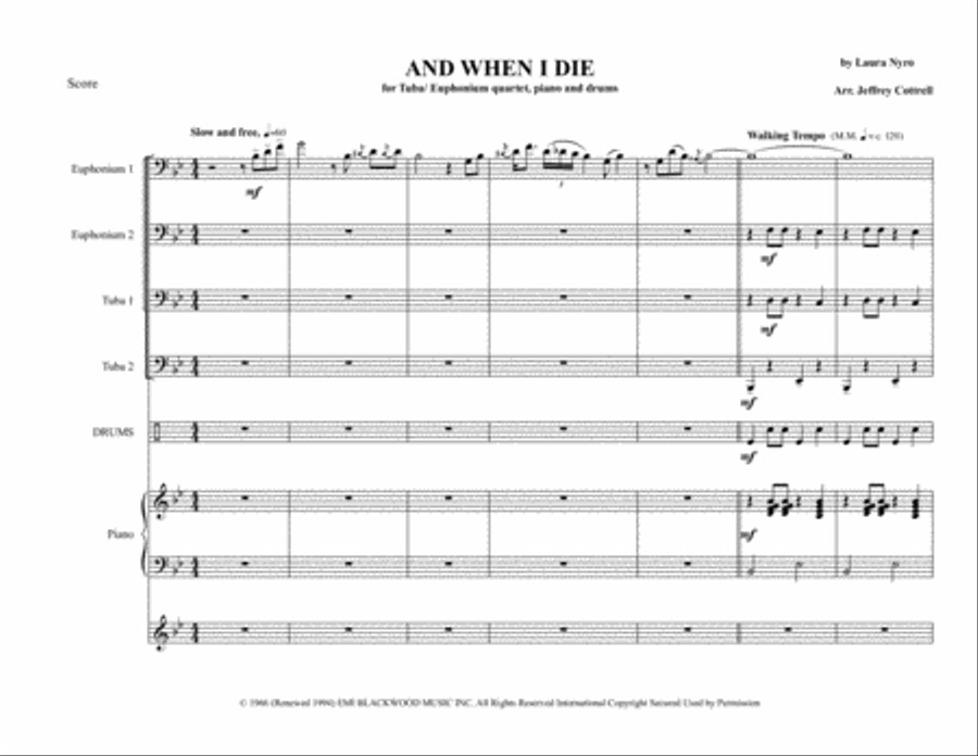And When I Die Brass Ensemble scores gallery preview page 1