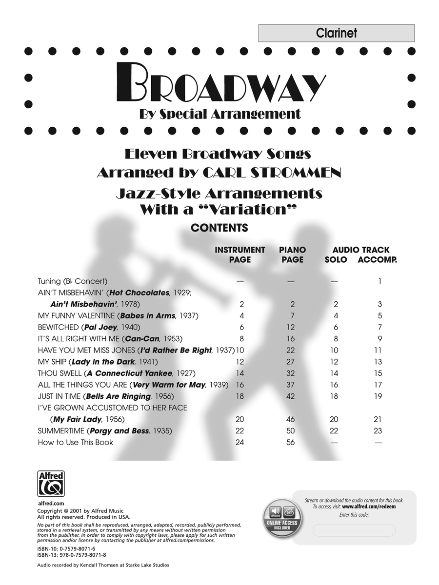 Broadway by Special Arrangement (Jazz-Style Arrangements with a Variation) Clarinet Solo scores gallery preview page 2