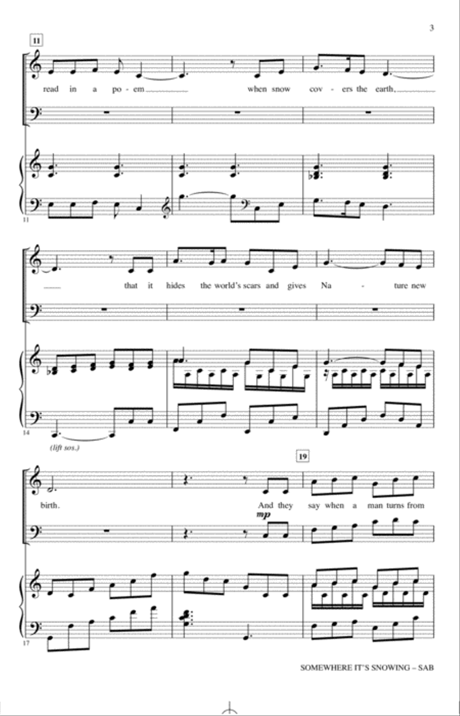 Somewhere It's Snowing (arr. John Leavitt) 3-Part scores gallery preview page 2