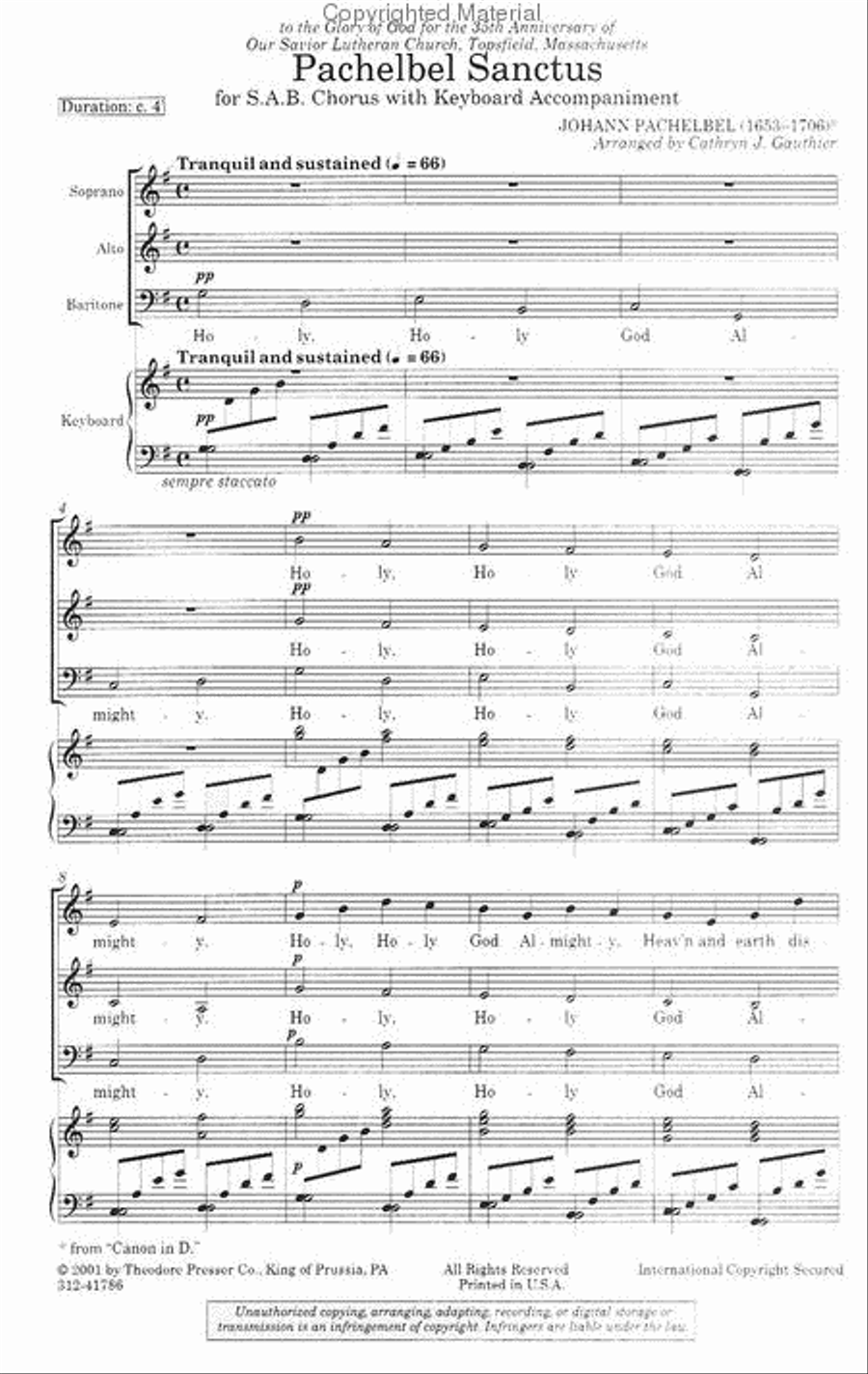 Pachelbel Sanctus 3-Part scores gallery preview page 2