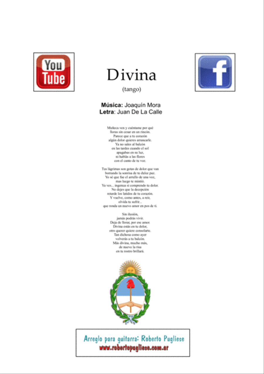 Divina - Tango (Mora - De La Calle) Classical Guitar scores gallery preview page 2