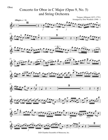 Concerto for Oboe in C Major, Op. 9 No. 5 image number null