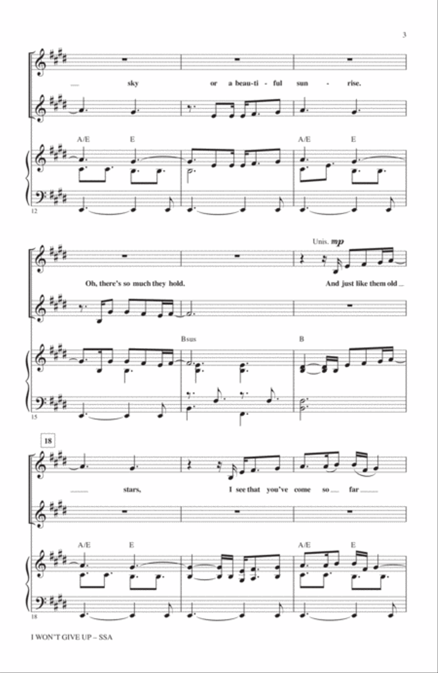 I Won't Give Up SSA scores gallery preview page 2