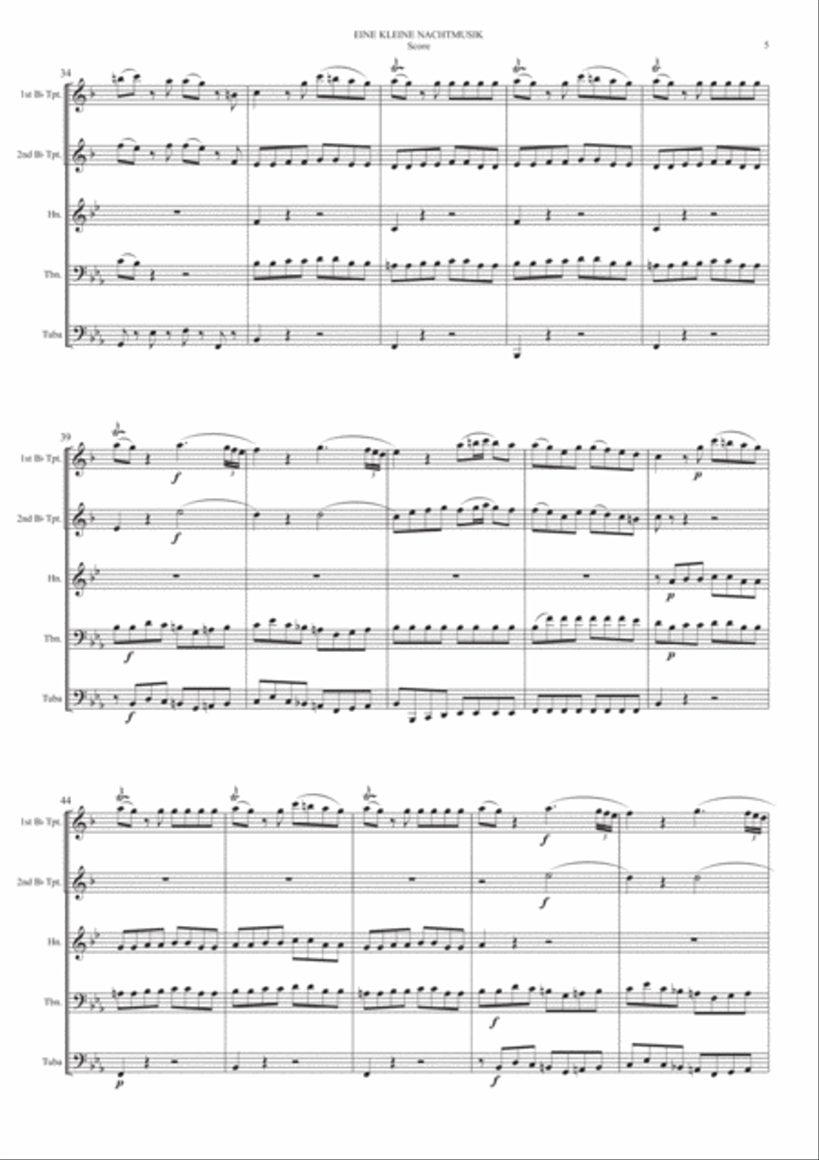 Eine Kleine Nachtmusik 1st Movement Allegro for Brass Quintet Brass Quintet scores gallery preview page 5