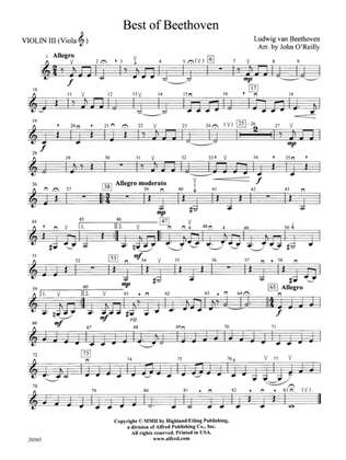 Best of Beethoven: 3rd Violin (Viola [TC])